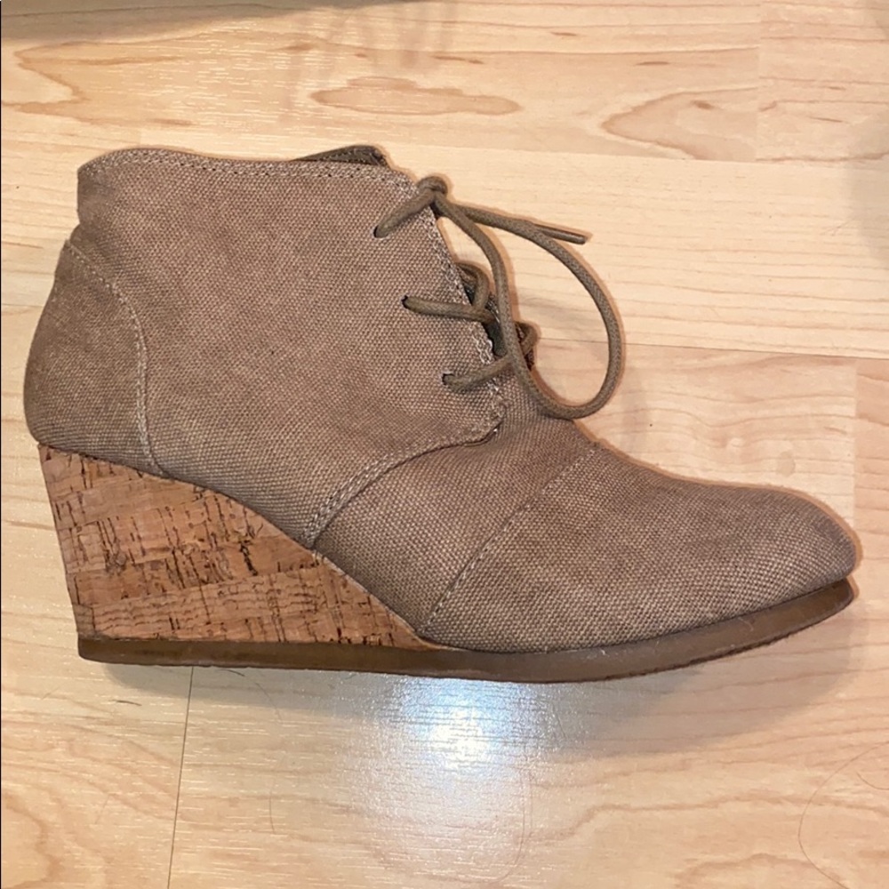 Tie front wedge booties